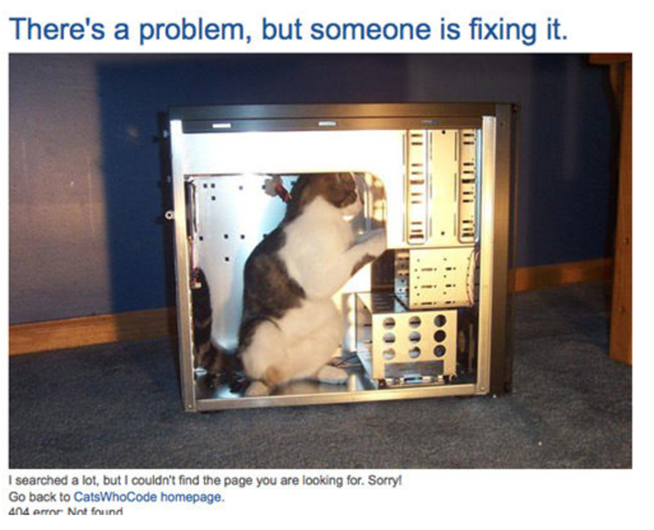Screenshot of CatsWhoCode 404 error