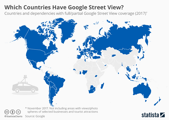 Image of countries with Google Maps