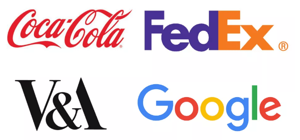 Coca cola, FedEx, and Google have typographic logos