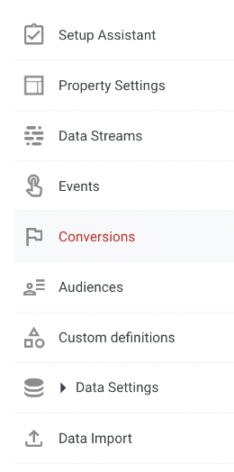 conversions tab for creating new conversion event