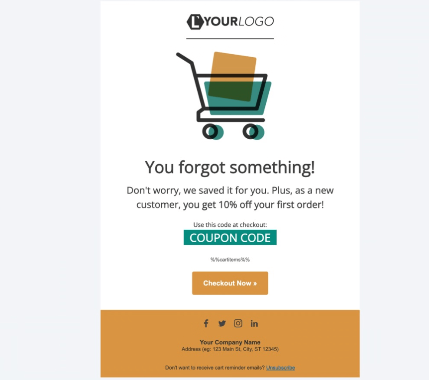 example of an abandoned cart email