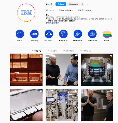 IBM Instagram profile