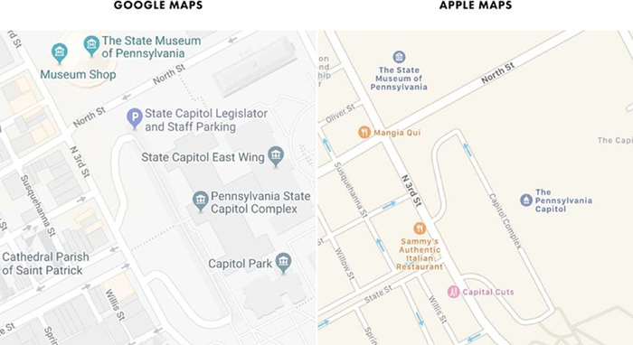 Google Maps vs Apple Maps comparison
