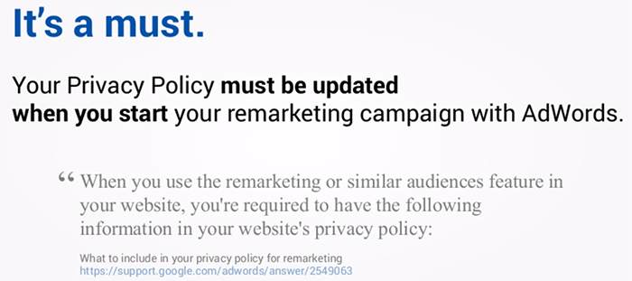 AdWords Privacy Policy copy