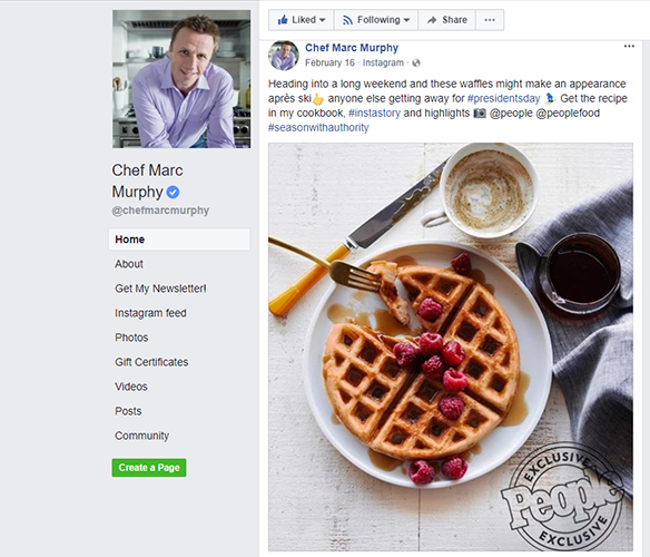 Chef Marc Murphy Facebook page