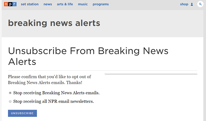 NPR email example