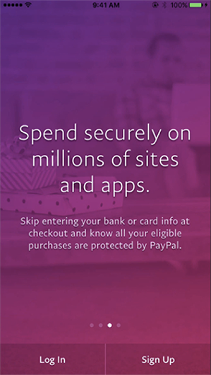 Screenshot of PayPal app