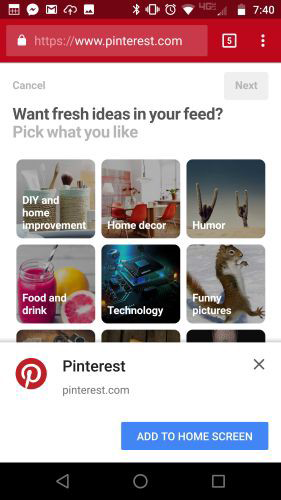Pinterest's progressive web app