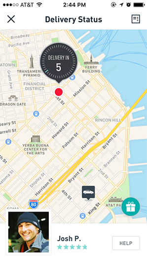 Example of Postmates tracking