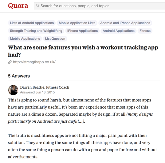 example of marketing app on Quora