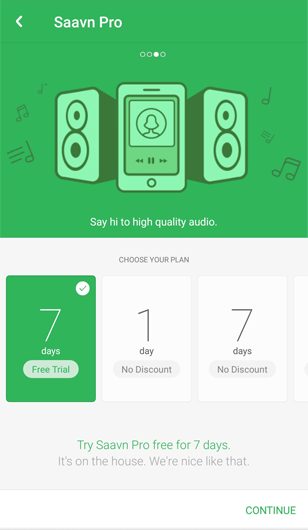 music app that offers multiple ways to pay – monthly, annually, weekly