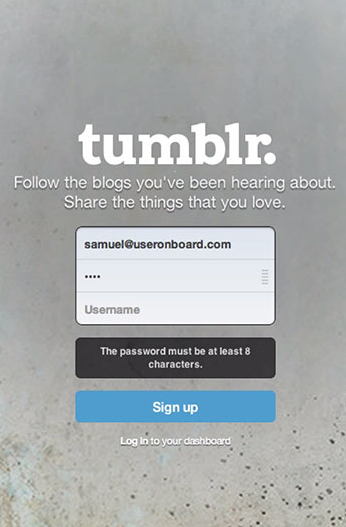 Screenshot of Tumblr app