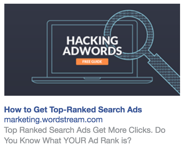 example of sidebar ad on Facebook