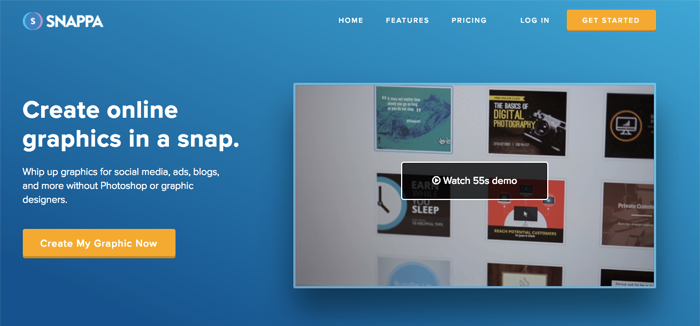 graphic design software Snappa's homepage