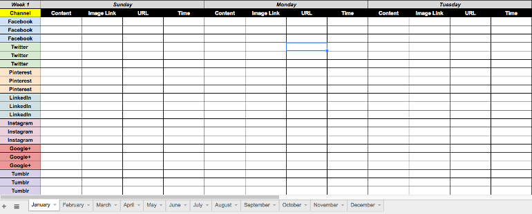 social media content calendar