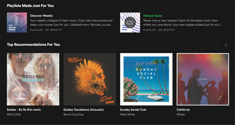 Screenshot of Spotify