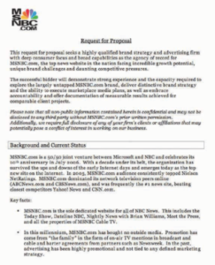 MSNBC RFP for marketing services example