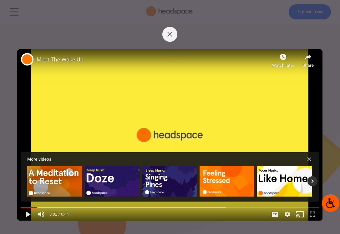 Headspace has a product demonstration video embedded in their website.