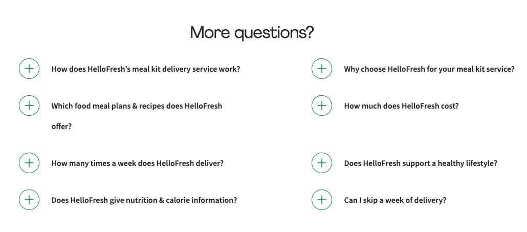 hello fresh FAQ