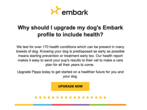 Embark upselling email efforts