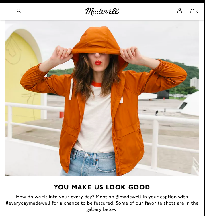 Madewell connects with customers by featuring their photos across the brand's social media platforms