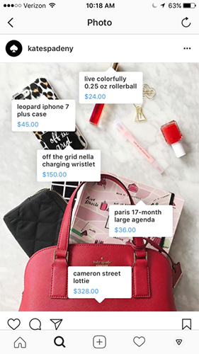 Kate Spade NY Instagram shoppable marketing