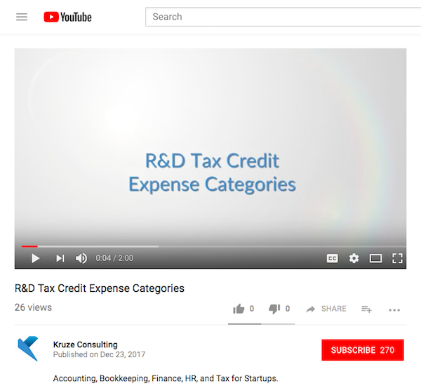 Kruze Accounting R&D Tax Credit Video Content Marketing