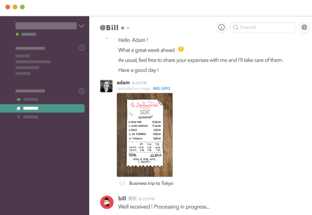 example of a chat bot on Slack
